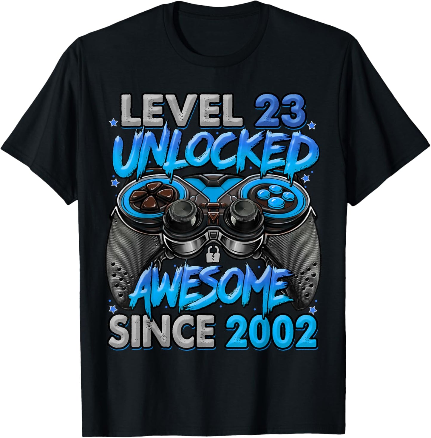 Level 23 Unlocked Awesome Since 2002 23rd Birthday Gaming T-Shirt - T-Shirt | Black
