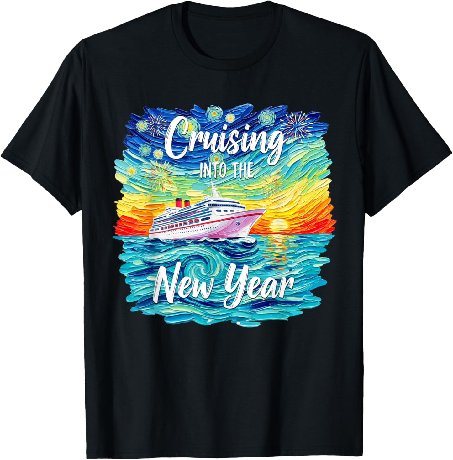 Cruising Into The New Year 2026 Vacation Party Family Cruise T-Shirt - T-Shirt | Black