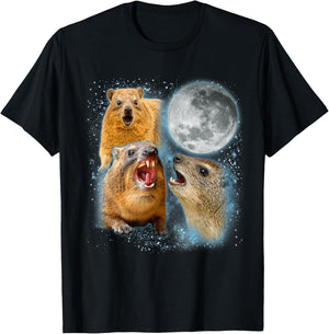 Hyrax Lover Galaxy Moon Wild Animal Wildlife Zoologist T-Shirt - T-Shirt | Black
