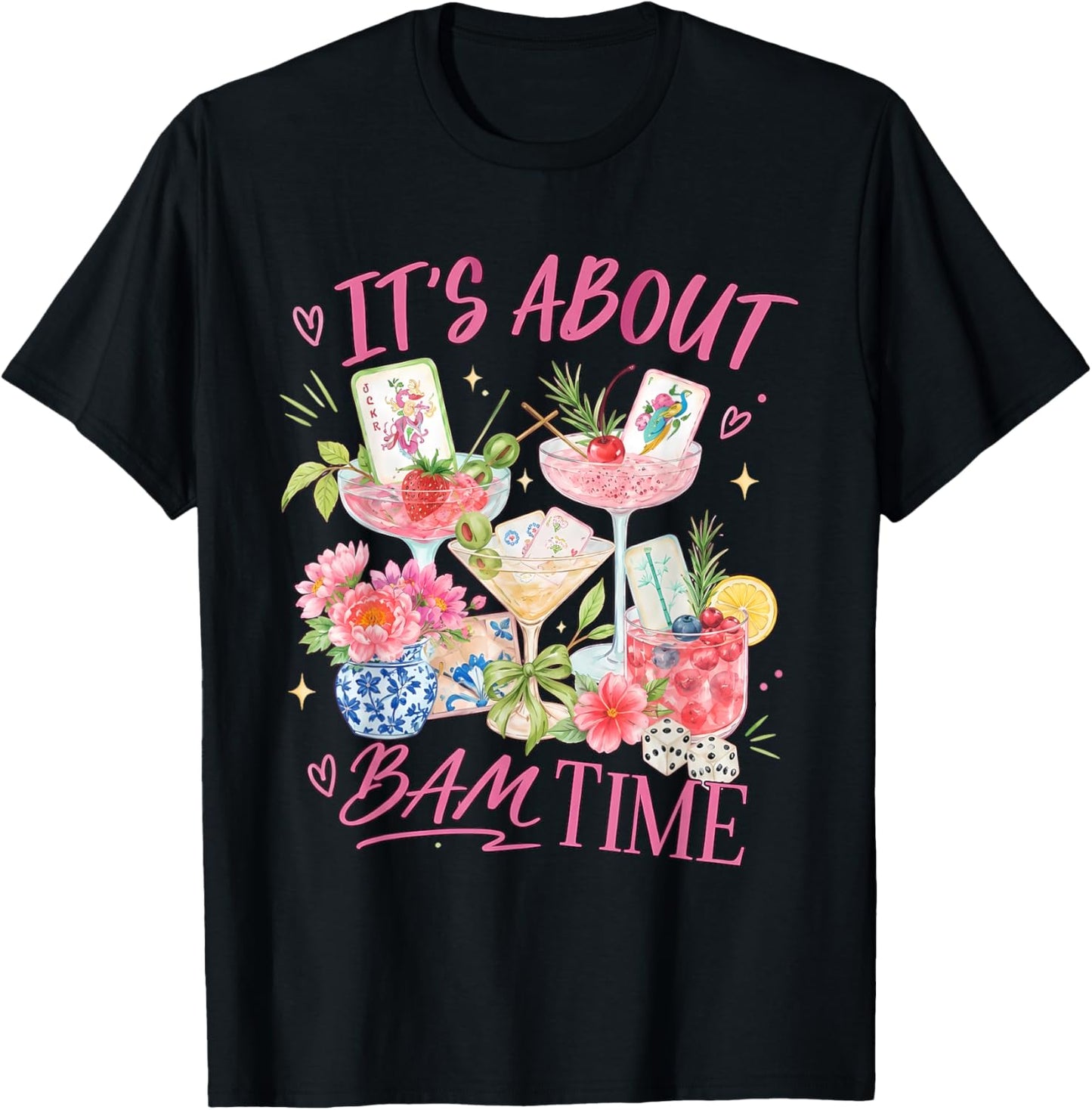 Coquette Mahjong Lovers , It's About Bam Time T-Shirt - T-Shirt | Black