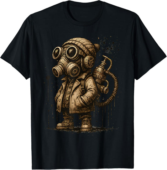 Cool Vintage Style Gas Mask Character for Kids T-Shirt - T-Shirt | Black