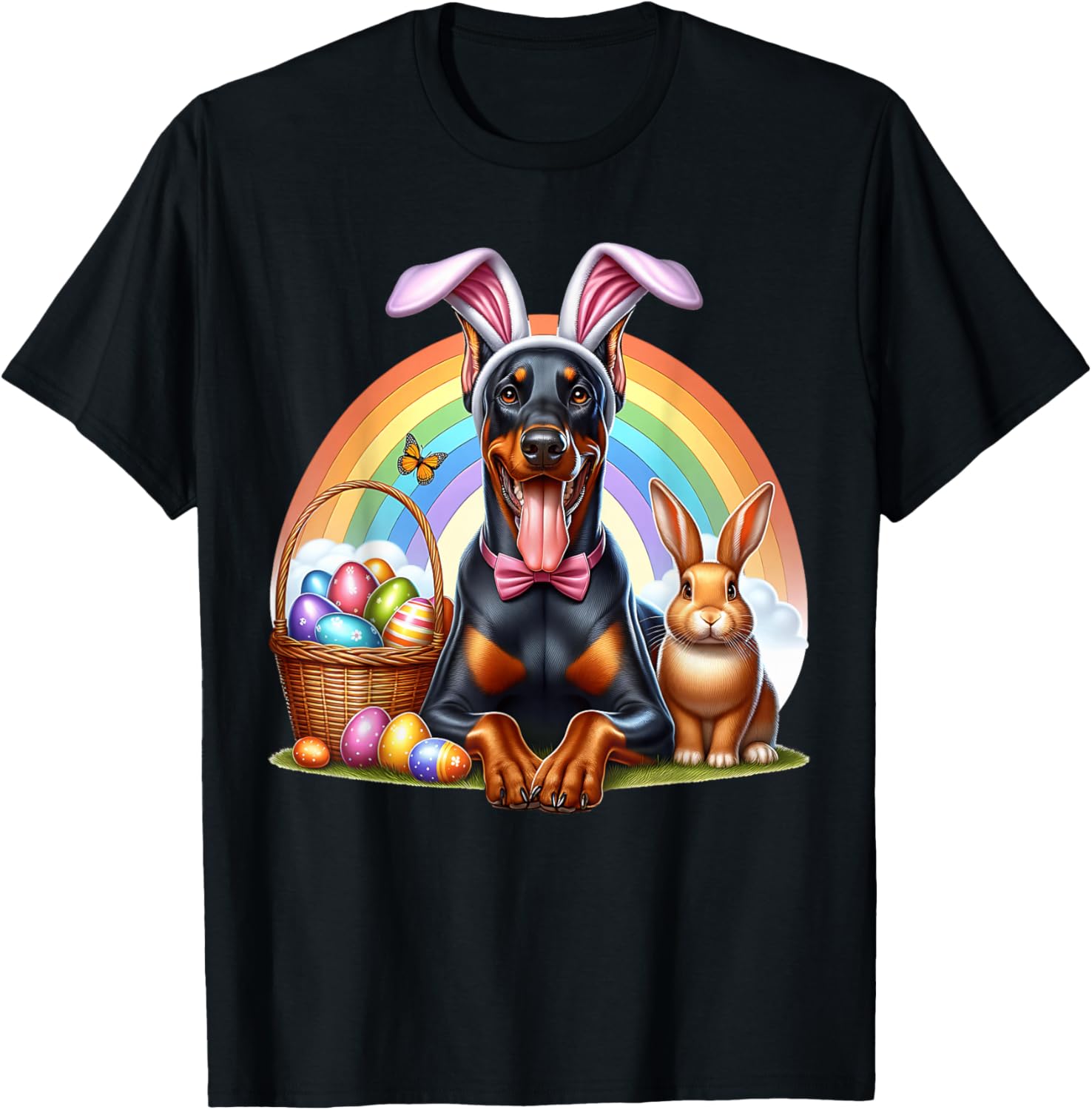 Doberman Happy Easter Doberman T-Shirt - T-Shirt | Black