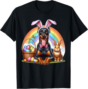 Doberman Happy Easter Doberman T-Shirt - T-Shirt | Black
