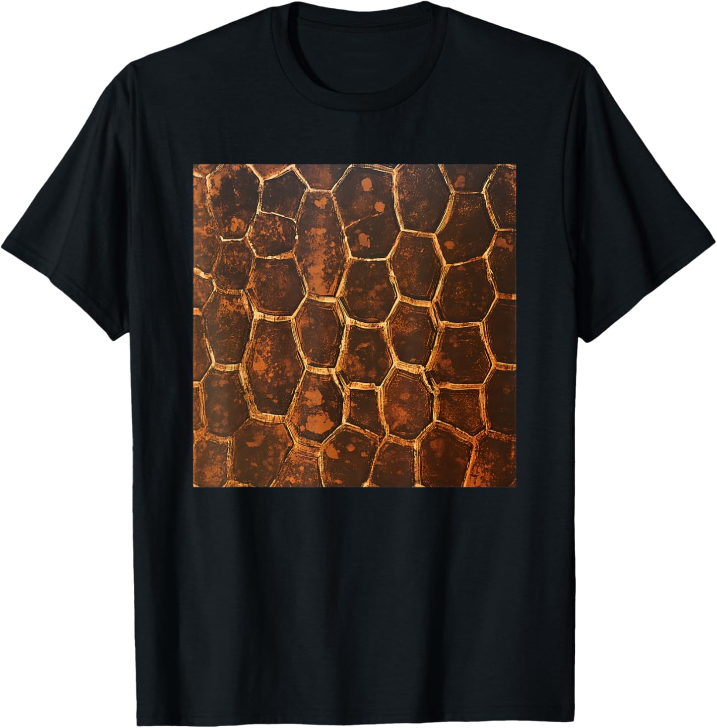 Turtle Shell Pattern Print T-Shirt - T-Shirt | Black