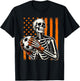 Skeleton Goalkeeper Holding Soccer Ball Goalie Halloween USA T-Shirt - T-Shirt | Black