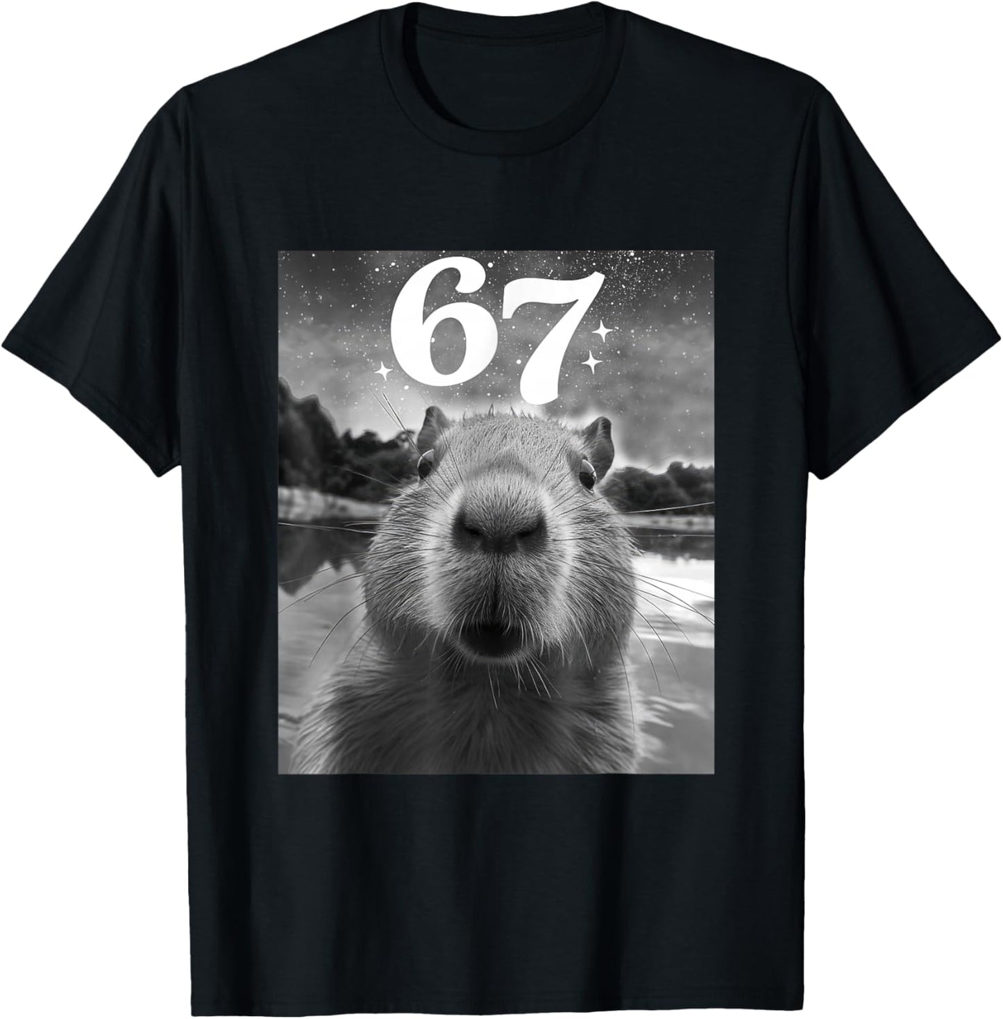 Capybara Selfie with 67 Meme Capy Graphic Women Kid T-Shirt - T-Shirt | Black