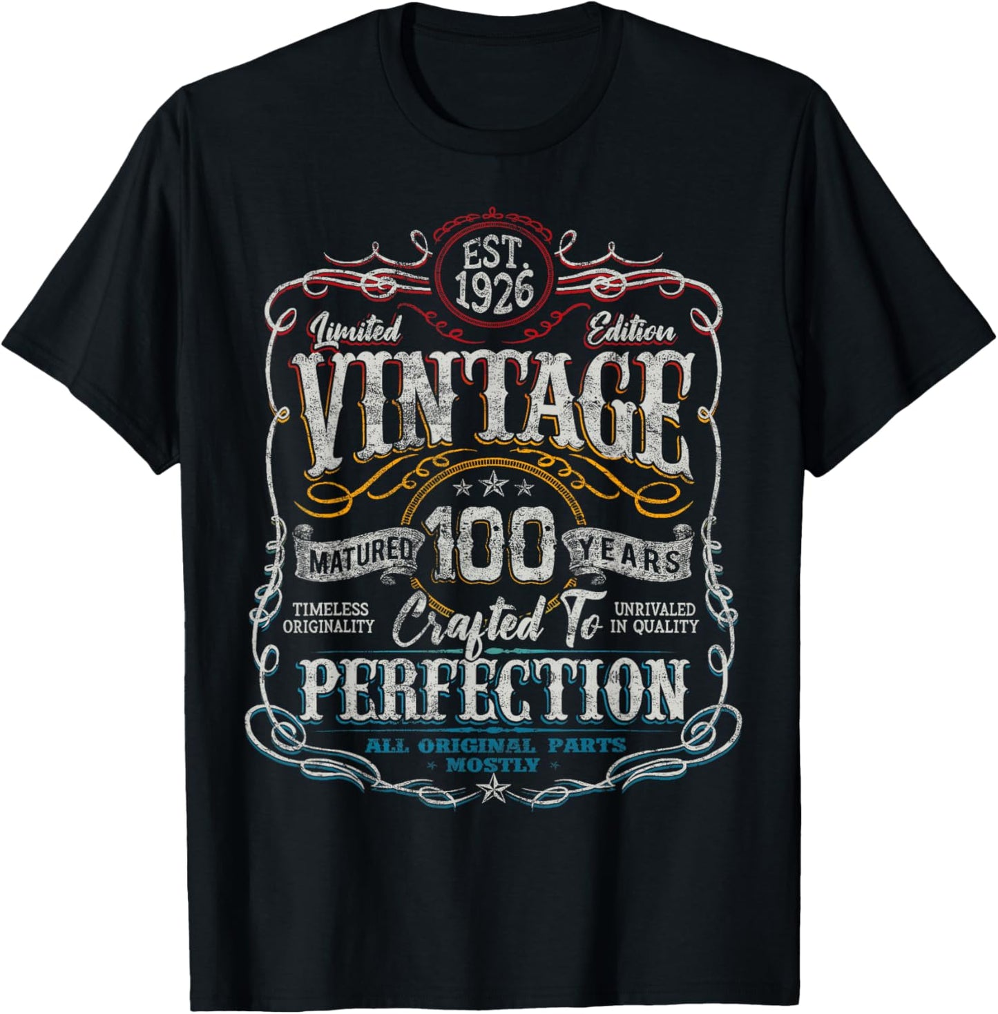 Vintage 1926 Limited Edition 100 Year Old 100th Birthday T-Shirt - T-Shirt | Black