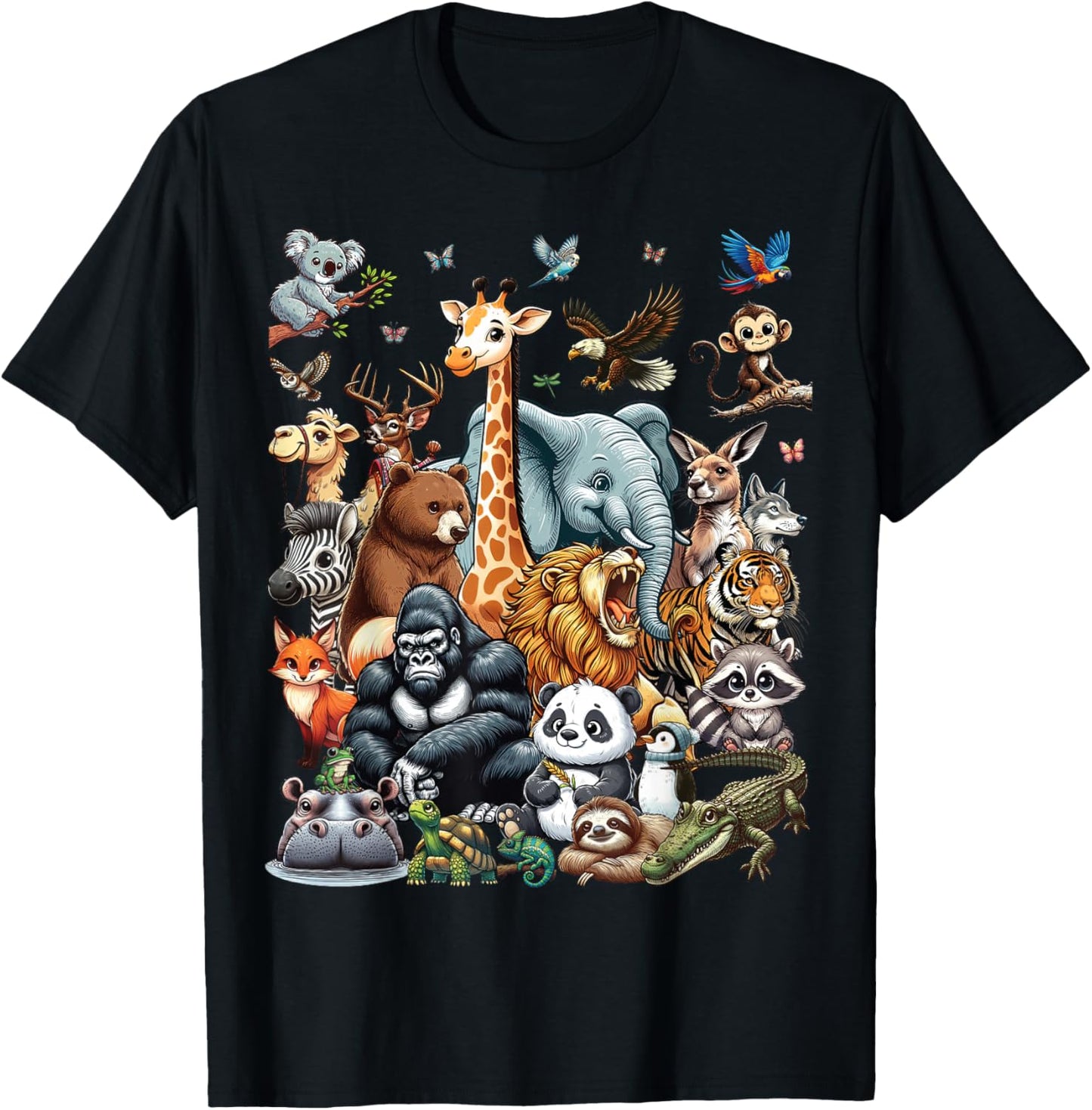 Zoo Animals Wildlife Safari Jungle Zoo Birthday Party T-Shirt - T-Shirt | Black
