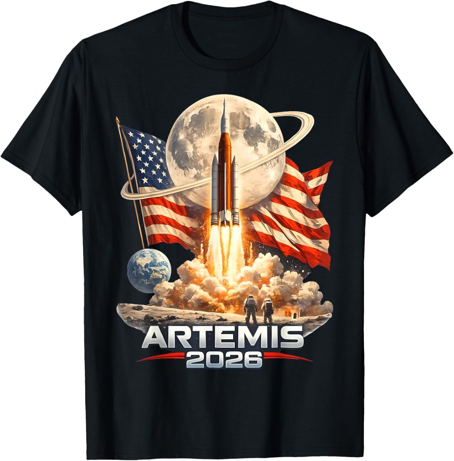 Artemis II Launch to The Moon 2026 T-Shirt - T-Shirt | Black