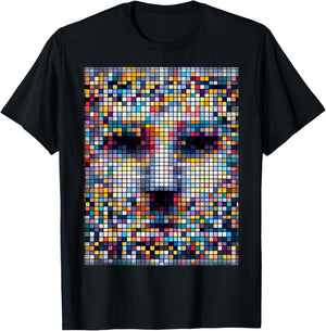Glitchgear Anti-Surveillance Adversarial Fashion Anti-Facial Recognition Pixelated , Small, Black T-Shirt - T-Shirt | Black
