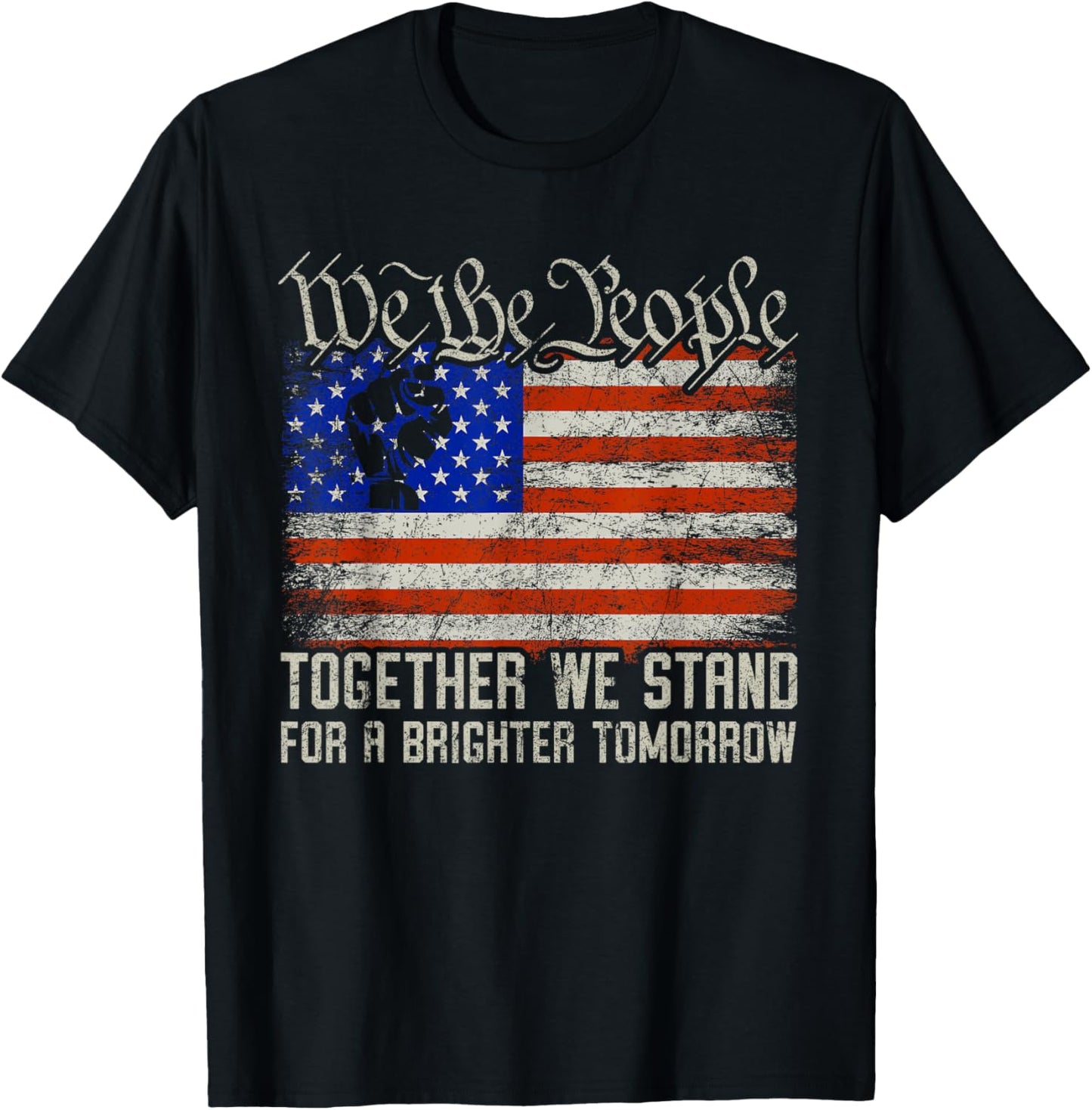 We The People American Flag Patriotic Together We Stand T-Shirt - T-Shirt | Black