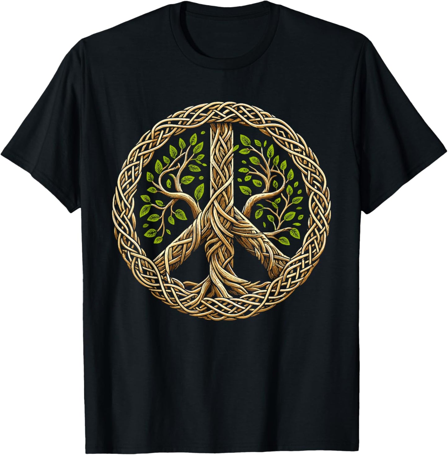 Peace Sign Tree Lover Nature Hippie T-Shirt - T-Shirt | Black