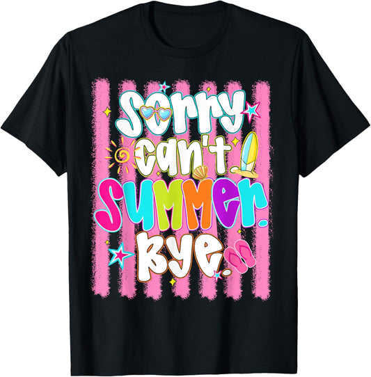 Last Day of School Teacher Retro Striped Sorry Can't Summer T-Shirt - T-Shirt | Black