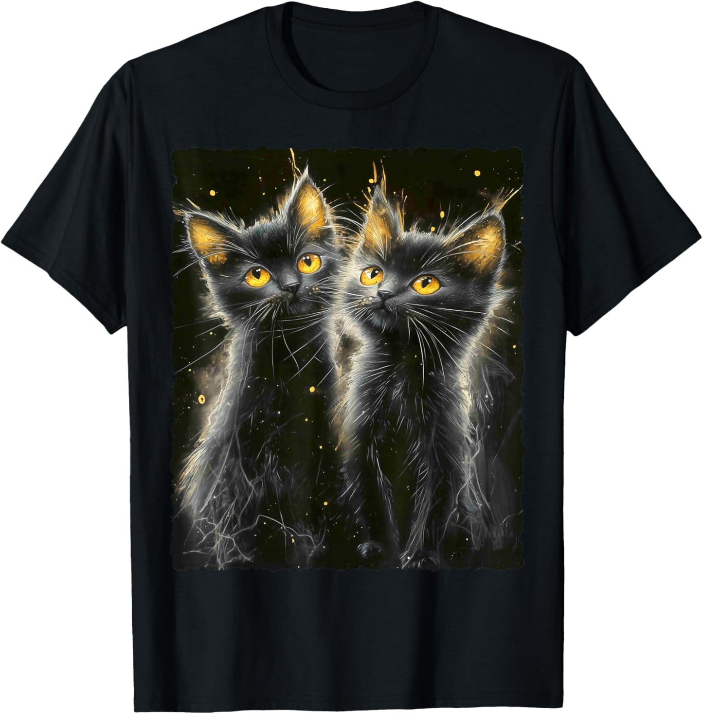 Cute Magical Cat Kitten Fantasy Art Design T-Shirt - T-Shirt | Black