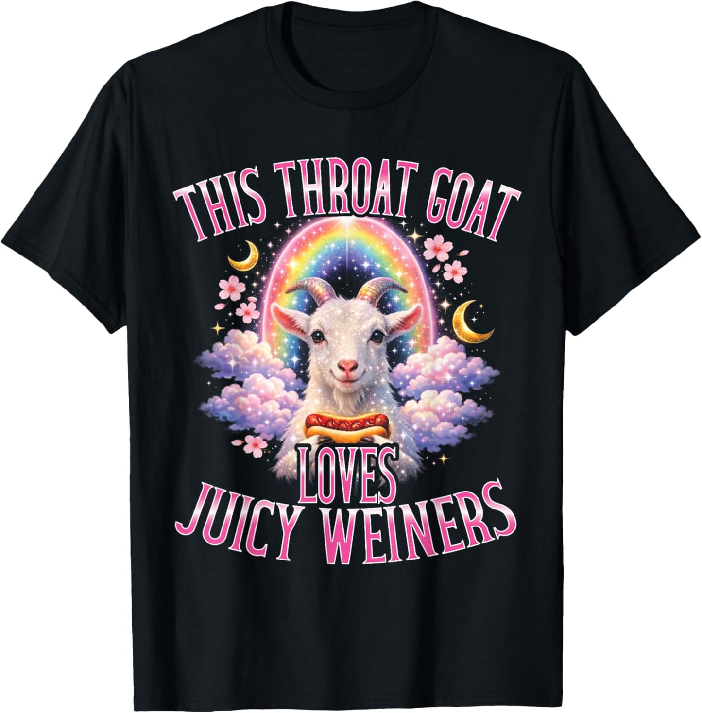 Throat Goat liebt Juicy Weiners Lustiges Humor Erwachsene T-Shirt - T-Shirt | Black