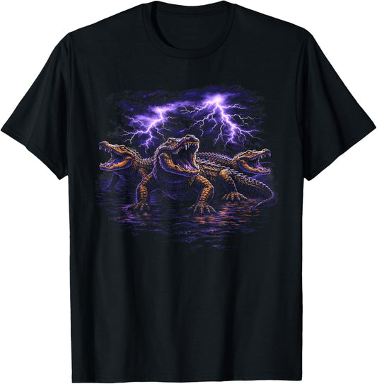 Vintage Alligator Lightnings 90s Southern Nature Graphic T-Shirt - T-Shirt | Black