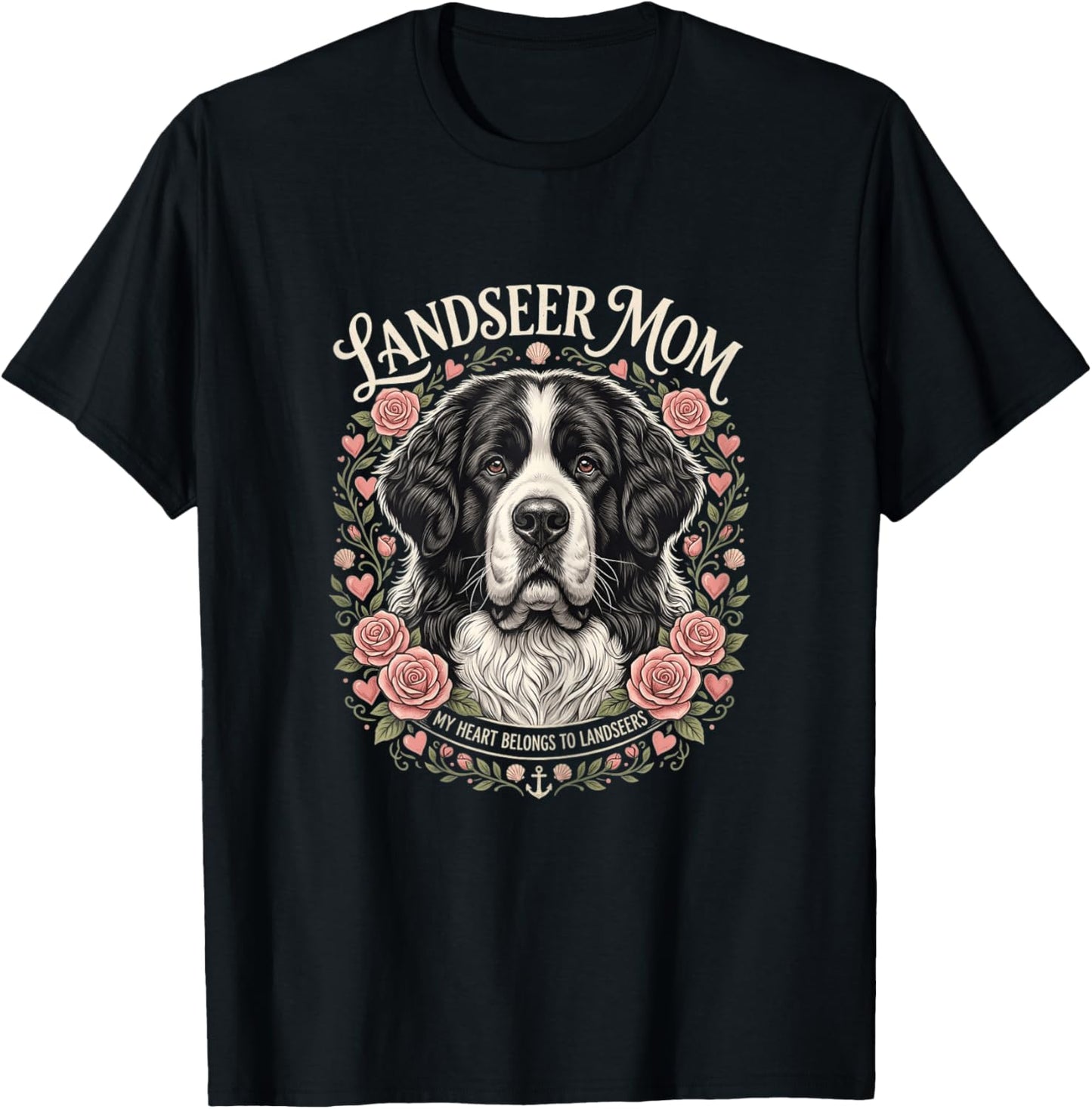 Landseer Mom Newfoundland T-Shirt - T-Shirt | Black