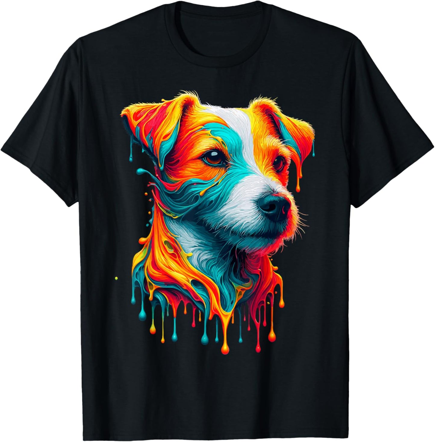 Dripping Paint Art Jack Russell Terrier T-Shirt - T-Shirt | Black