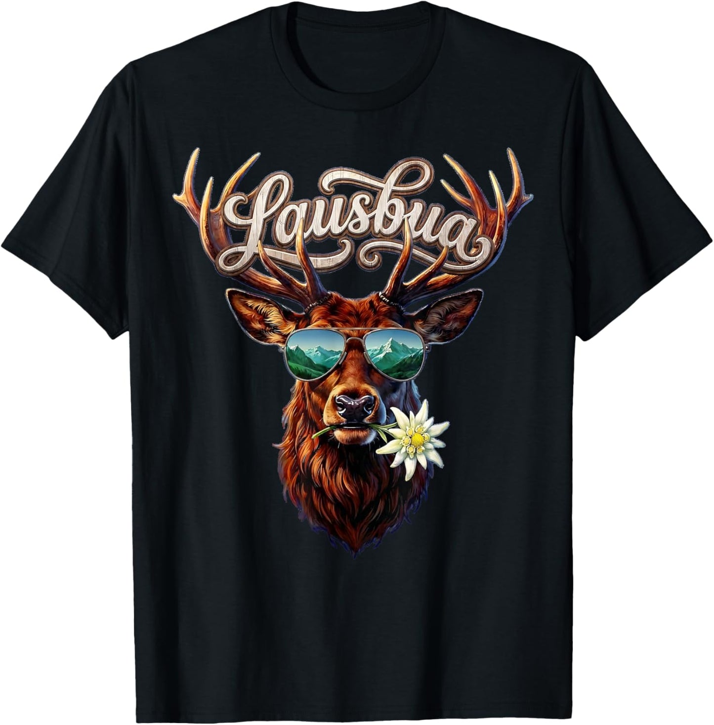 Lausbua Kinder Trachtenshirt Herren Jungen Trachten T-Shirt - T-Shirt | Black