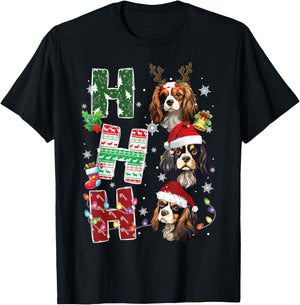 Ho Ho Ho Cavalier King Charles Spaniel Christmas Dog Costume T-Shirt - T-Shirt | Black