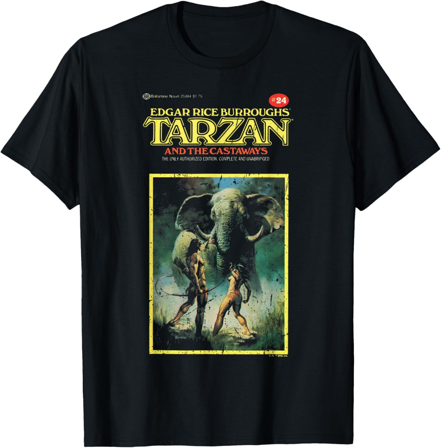 Tarzan And The Castaways Book Cover Art T-Shirt - T-Shirt | Black