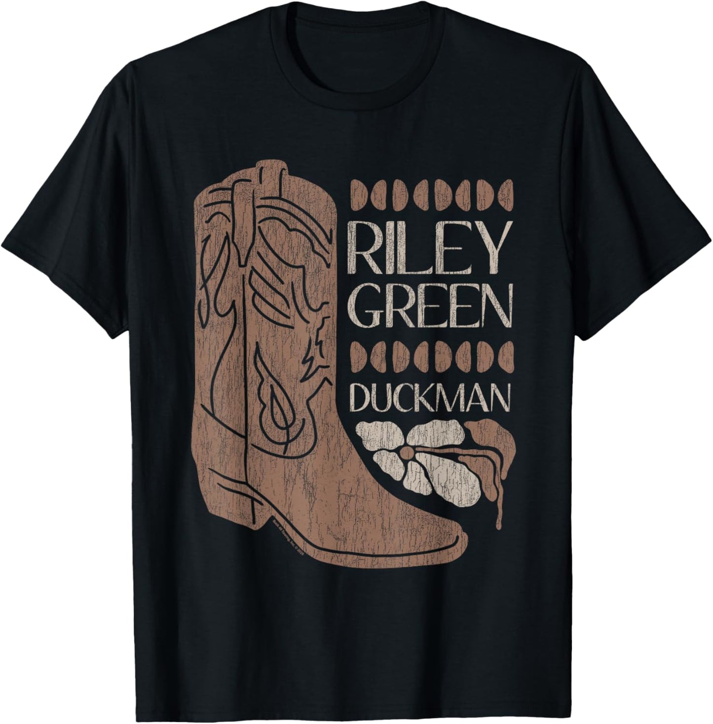 Riley Green Cowboy Boot and Flower Country Music T-Shirt - T-Shirt | Black