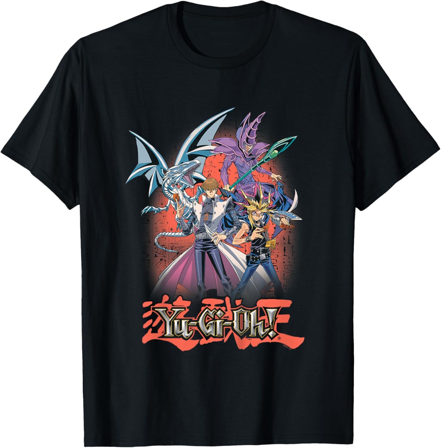 Kids Yu-Gi-Oh! Colorful Cast Collage Card Game Anime T-Shirt - T-Shirt | Black