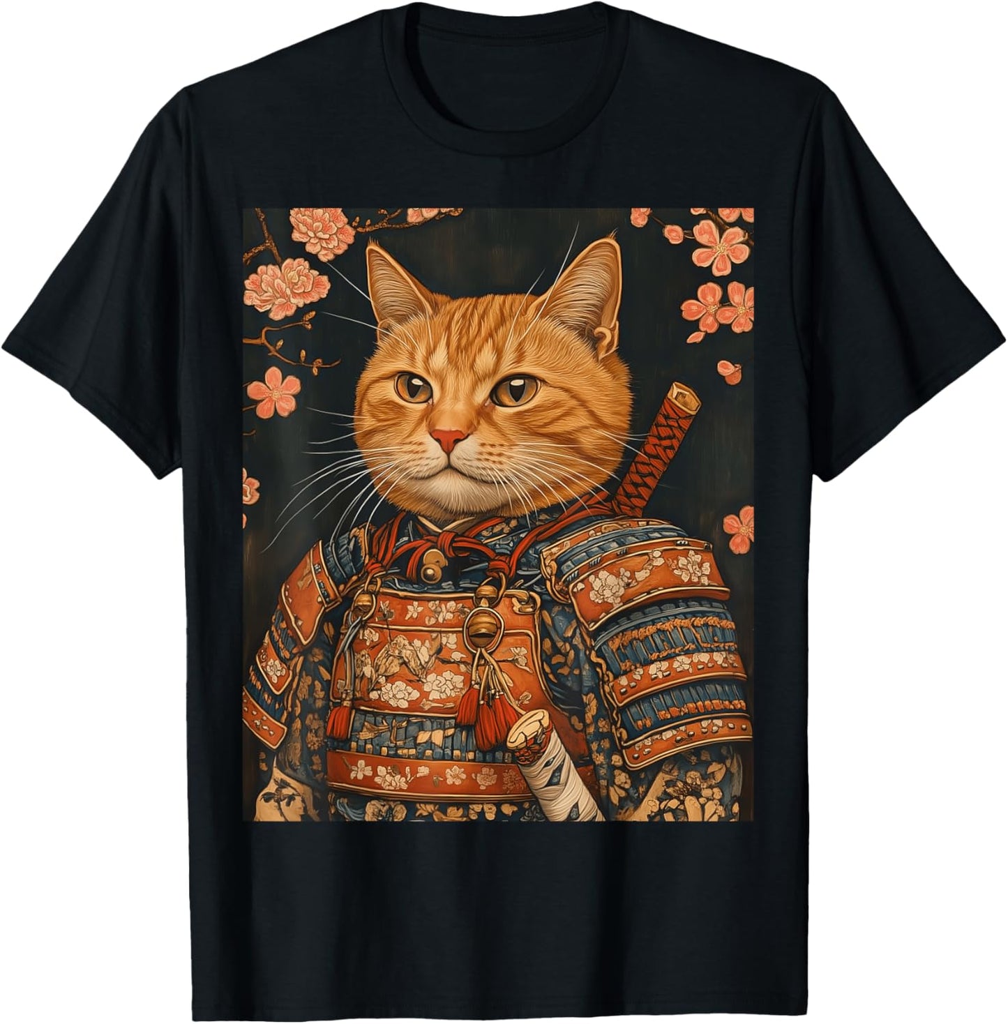 Japanese Art Cat Samurai T-Shirt - T-Shirt | Black