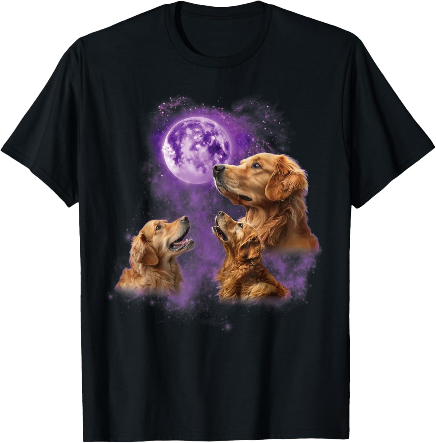 Funny Golden Retriever T Shirt - Howling at the Moon T-Shirt - T-Shirt | Black