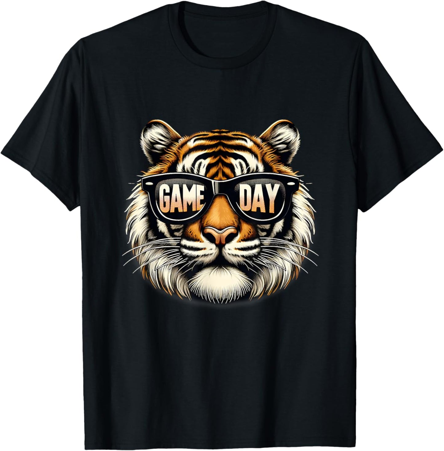 American Football Game Day Thanksgiving Tiger Cool Touchdown T-Shirt - T-Shirt | Black