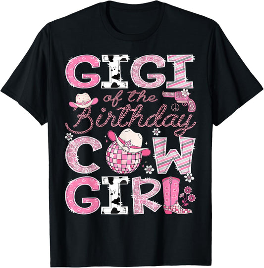 Gigi Of The Birthday CowGirl Pink Rodeo Disco T-Shirt - T-Shirt | Black