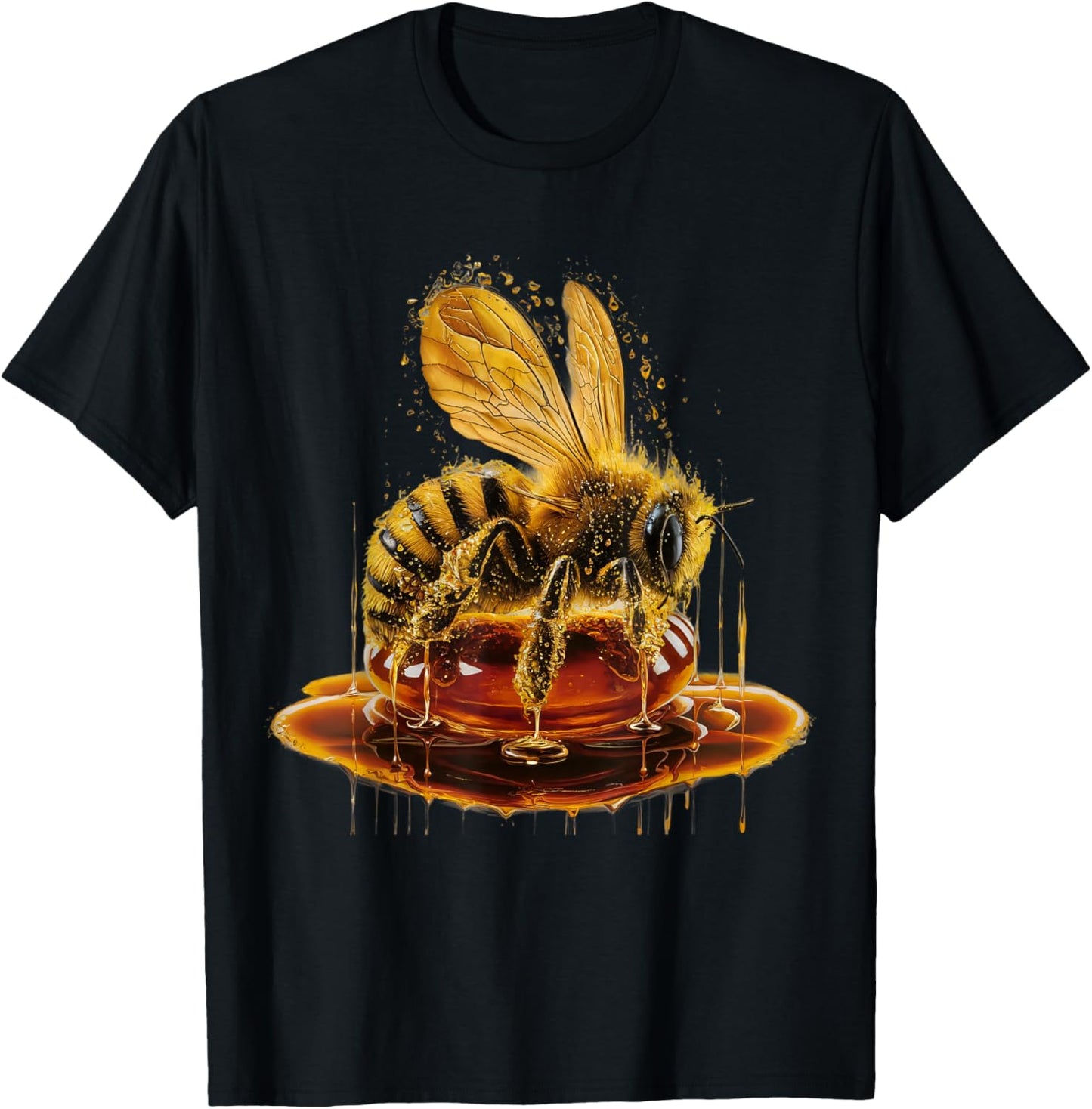 Bee Men Woman Aesthetic Gold Honey Bee T-Shirt - T-Shirt | Black