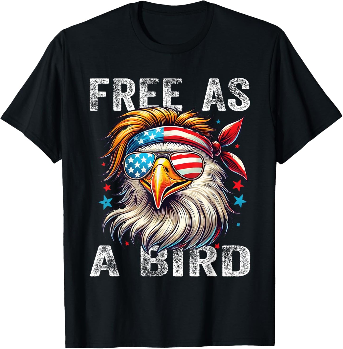 Free As Bird 4th Of July Patriotic Eagle Kids Boys Girls T-Shirt - T-Shirt | Black