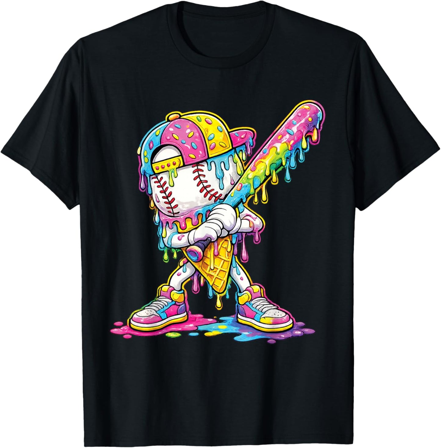 Baseball Drip Ice Cream Apparel Youth Drip Baseball Boys Kid T-Shirt - T-Shirt | Black