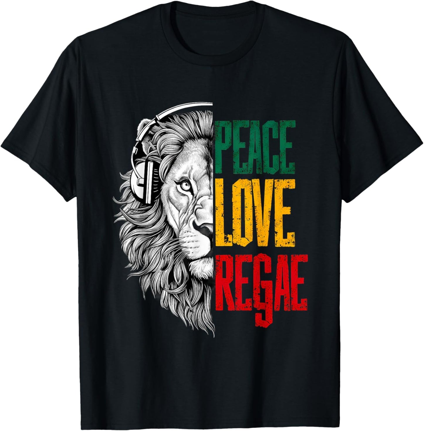 Rasta Reggae Lion of Judah Jamaican Rastafarian Roots T-Shirt - T-Shirt | Black