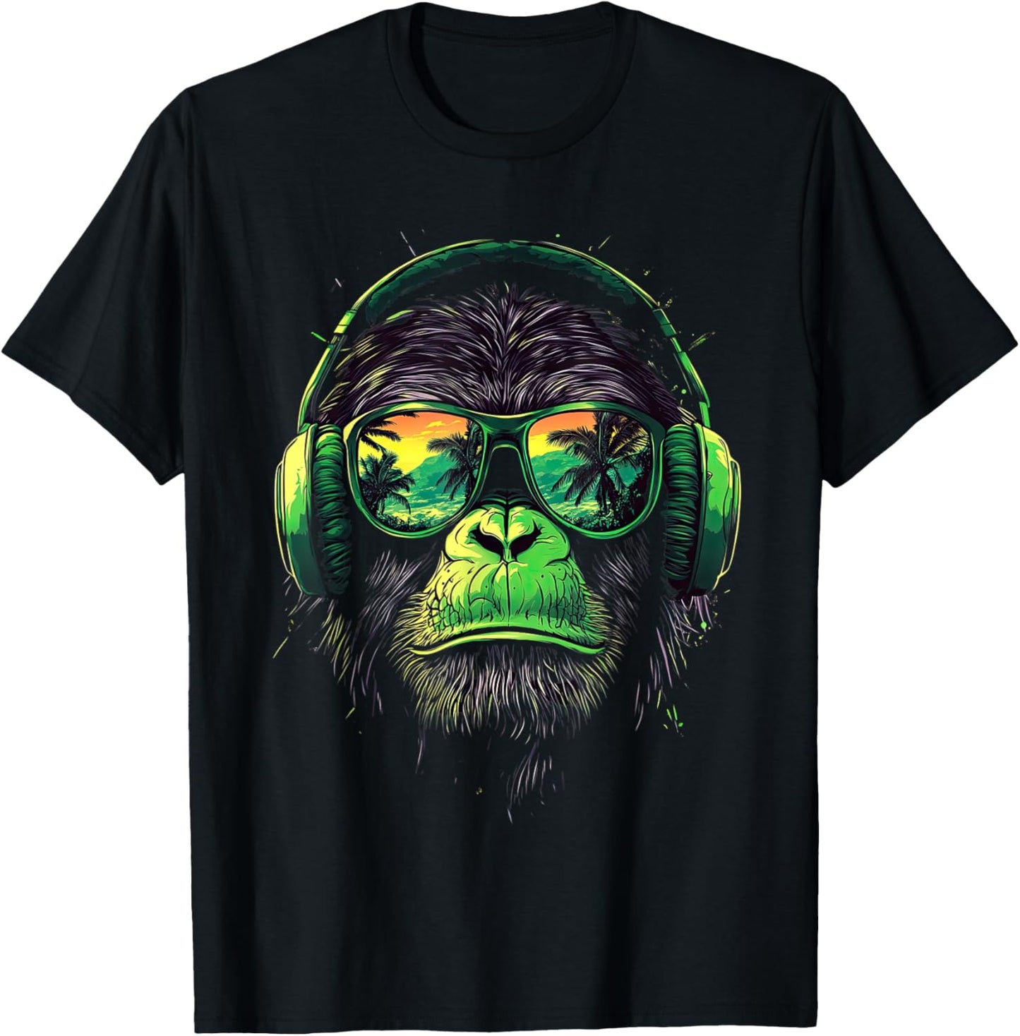 Funny Monkey with sunglasses cool Graffiti Urban art street T-Shirt - T-Shirt | Black
