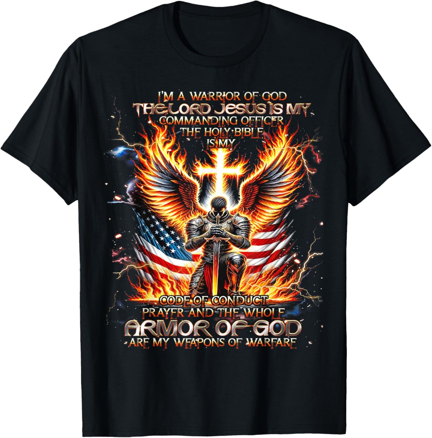 I'm A Warrior of God The Lord Jesus is My Commanding- Knight T-Shirt - T-Shirt | Black
