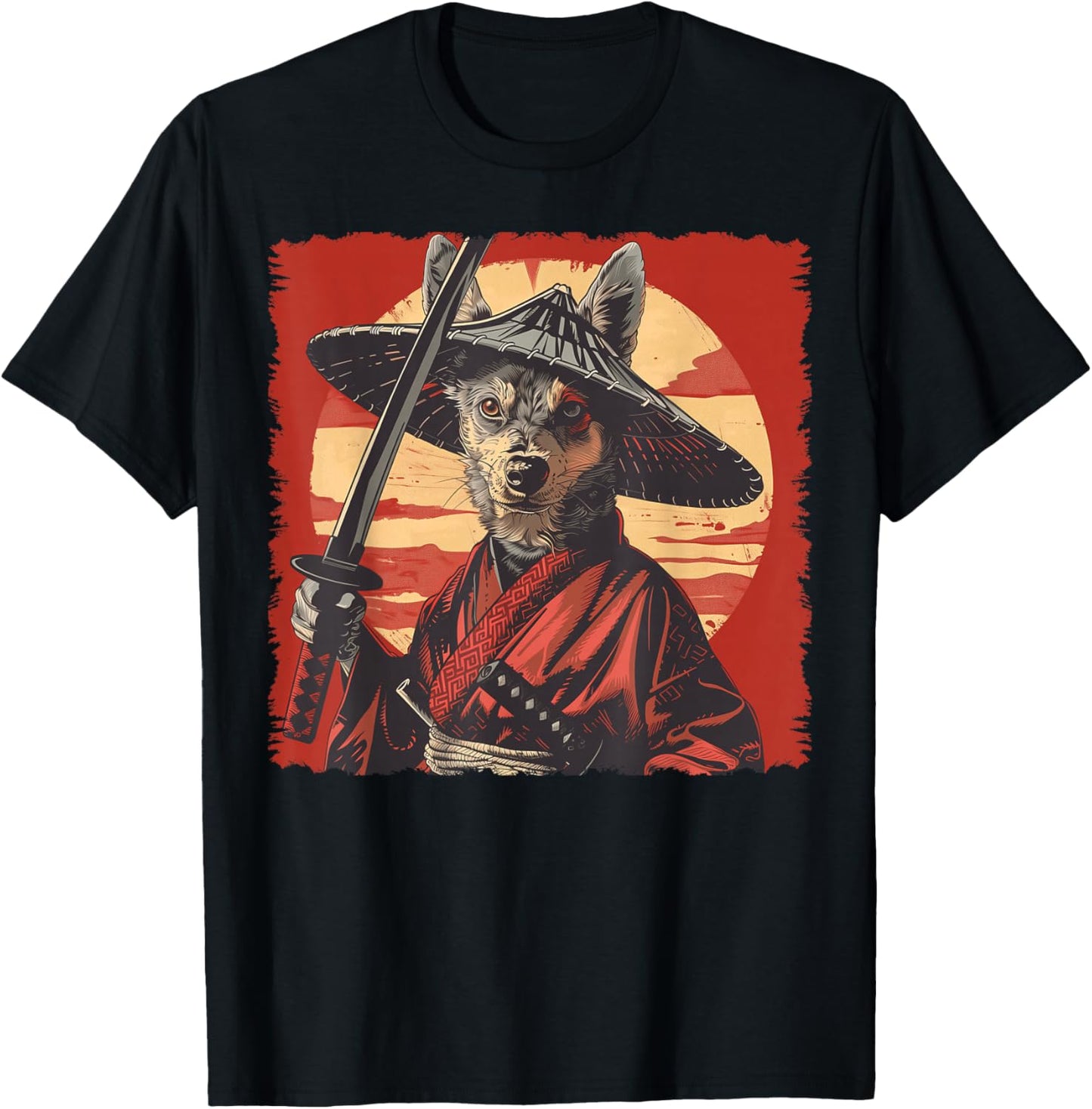 Australian Cattle Dog Dog Japanese Art Samurai Ukiyo-e T-Shirt - T-Shirt | Black