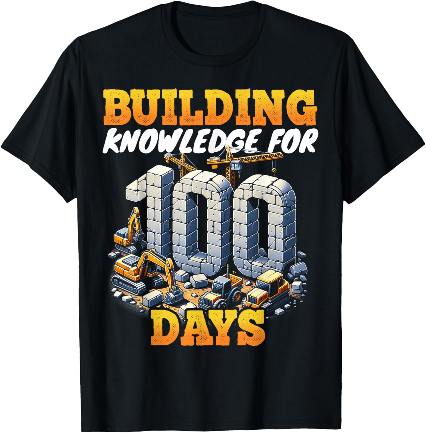 100 Days of School Boys Teacher 100th Day Construction Truck T-Shirt - T-Shirt | Black