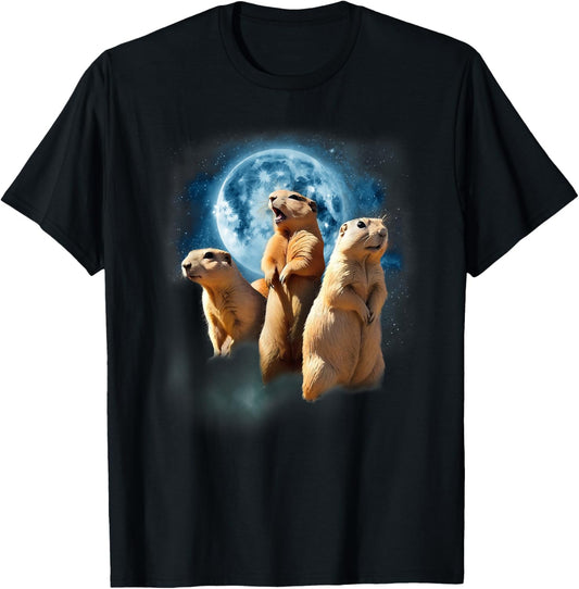 Prairie Dog Shirt - Howling at the Moon Prairie Dog Men Women Kids T-Shirt - T-Shirt | Black
