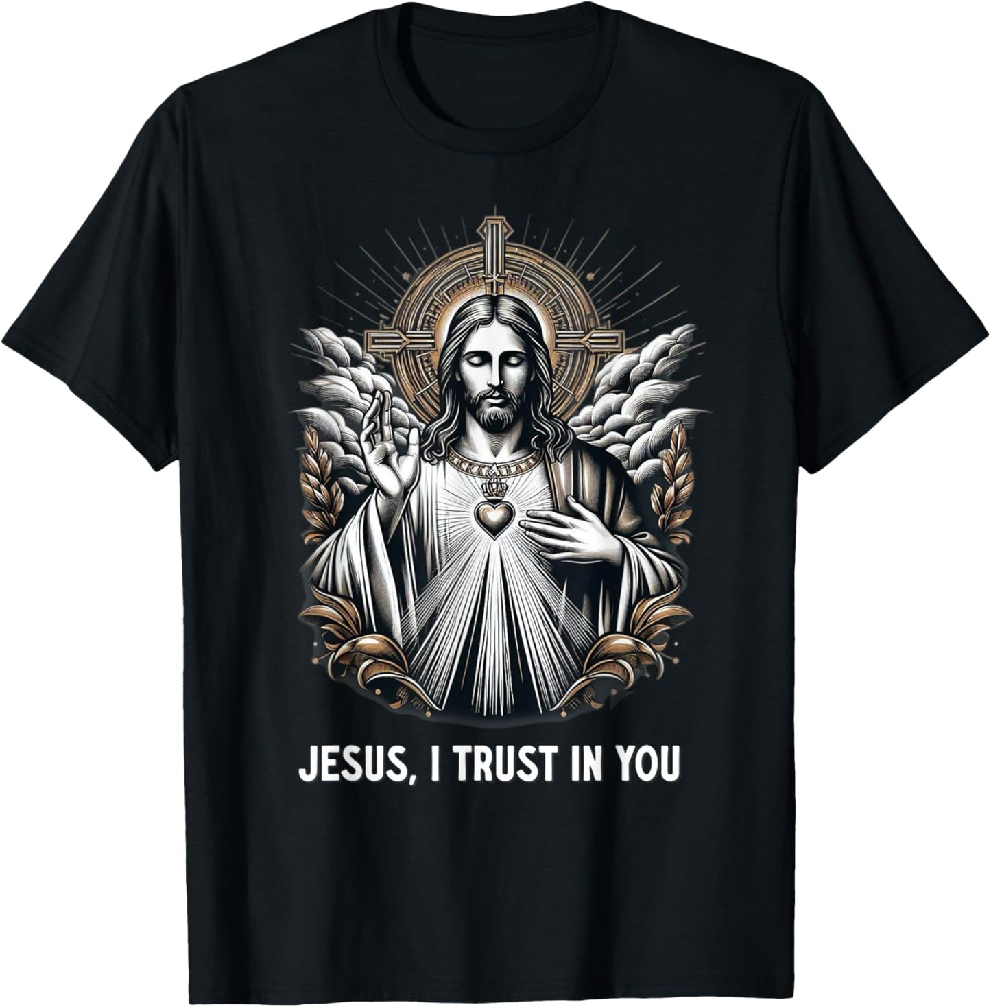 Jesus I Trust In You Divine Mercy Catholic T-Shirt - T-Shirt | Black