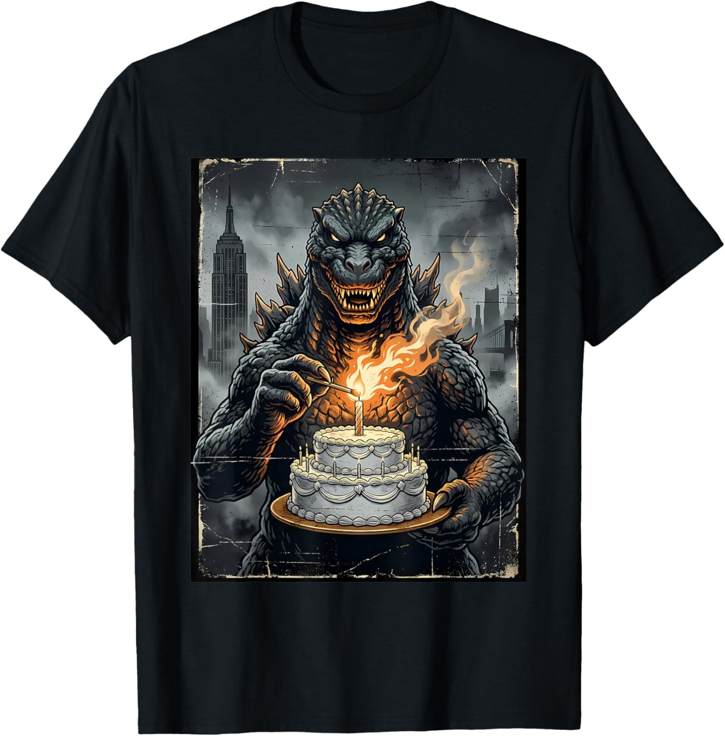 Japanese Monster Birthday Cake Funny Party Women Men Kids T-Shirt - T-Shirt | Black