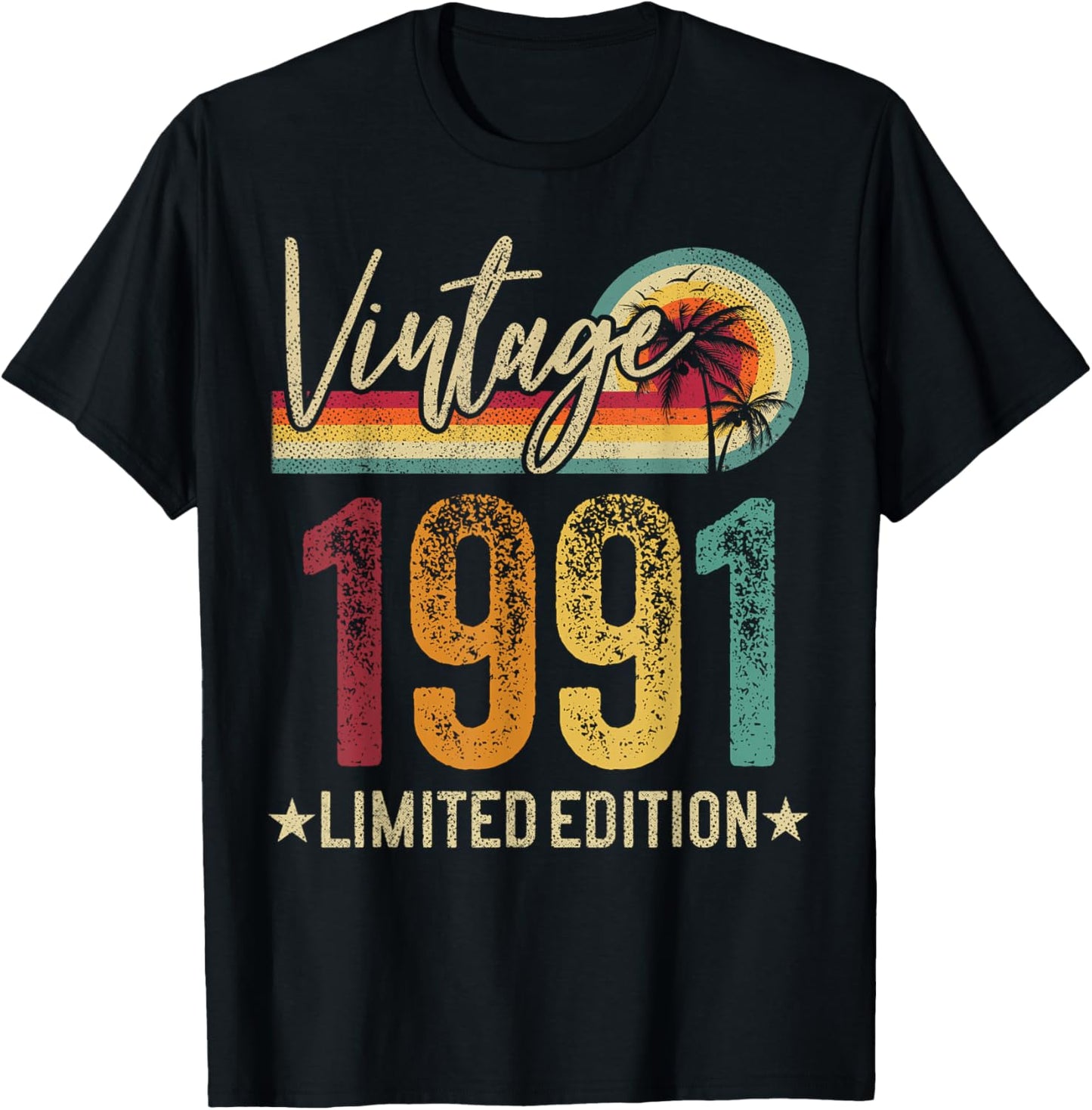 Retro 1991 35 Years Old 35th Birthday Vintage Men Women T-Shirt - T-Shirt | Black