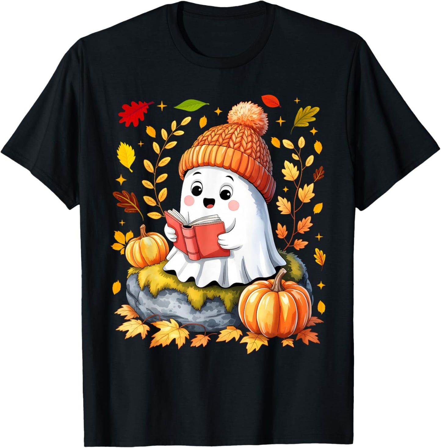 Cute Drinking Coffee Halloween Ghost Ice T-Shirt - T-Shirt | Black