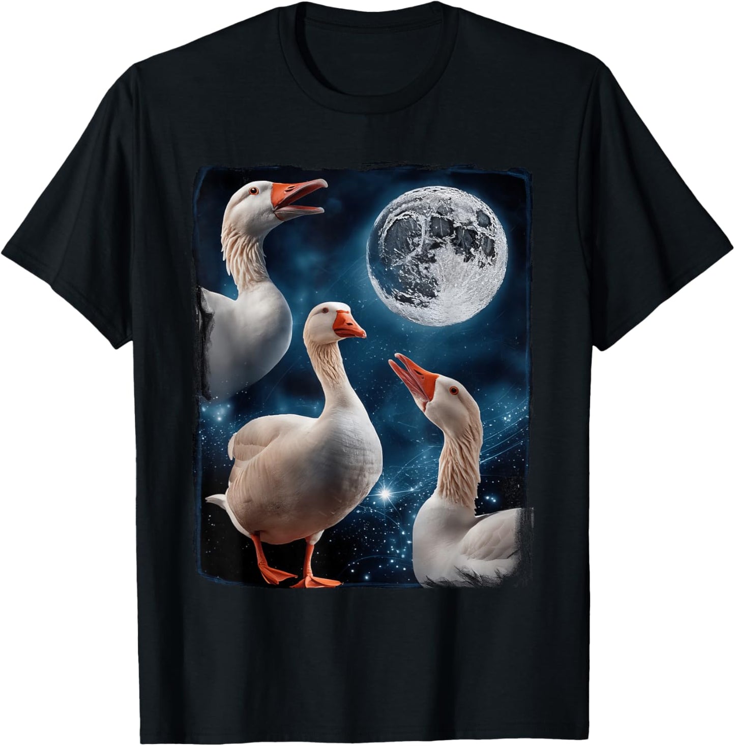 Goose Howling At Moon T-Shirt - T-Shirt | Black