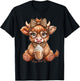 Cute Highland Cow Coffee Latte Lover Leopard Bow Glasses T-Shirt - T-Shirt | Black