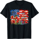 Red Poppy Flower American Flag Memorial Day Poppies T-Shirt - T-Shirt | Black