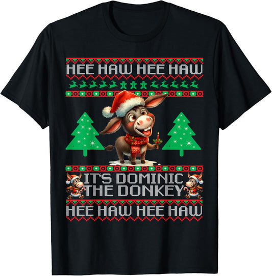 Funny Christmas Italian Christmas Donkey Dominic The Donkey T-Shirt - T-Shirt | Black