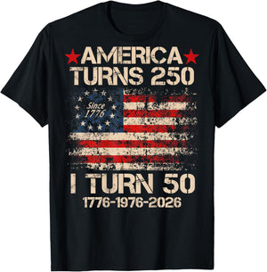 America Turns 250 I Turn 50 1976 (On Back) 50th Birthday T-Shirt - T-Shirt | Black