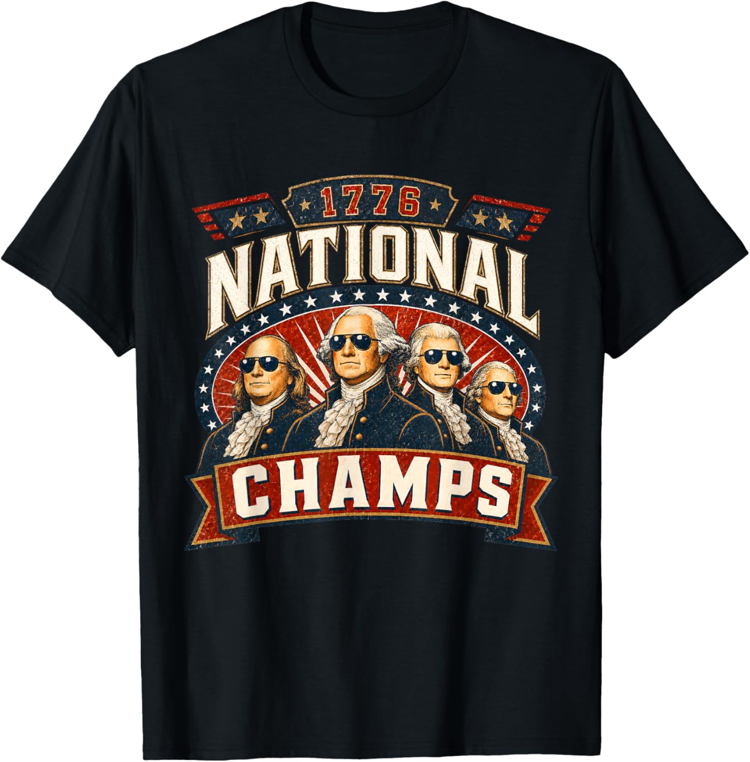 Retro 1776 National Champs Funny Patriotic America T-Shirt - T-Shirt | Black